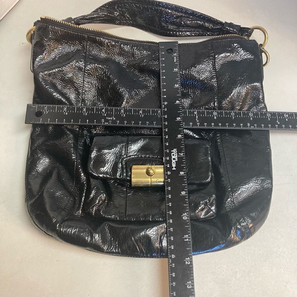 COACH Women’s Kristen Hobo Bag‎ Black Patent Leather 18013 12X13 - Picture 7 of 11